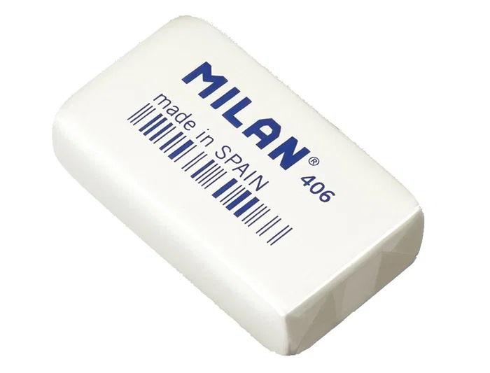 Milan Goma de borrar 406 suave miga de pan para lápiz de grafito, caucho sintético flexible, envuelta individualmente, fabricada en España