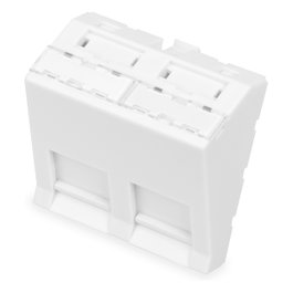 DIGITUS Adaptador de placa frontal de 2 puertos Keystone, blanco, angular