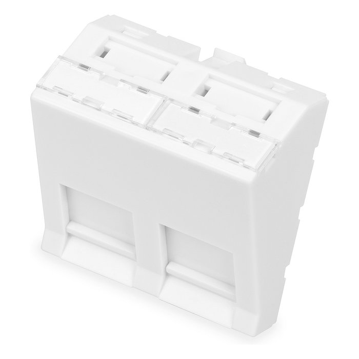 DIGITUS Adaptador de placa frontal de 2 puertos Keystone, blanco, angular DIGITUS Adaptador de placa frontal de 2 puertos Keystone, blanco, angular