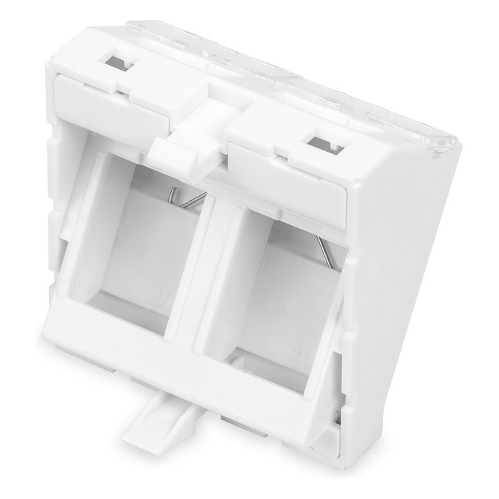 DIGITUS Adaptador de placa frontal de 2 puertos Keystone, blanco, angular DIGITUS Adaptador de placa frontal de 2 puertos Keystone, blanco, angular