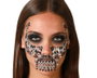 Joyas Faciales Adhesivas de Calavera Negra y Plateada con Gemas para Maquillaje Gótico y Halloween