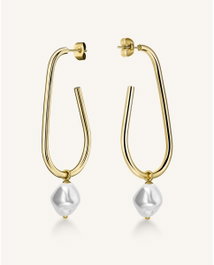 Rosefield Pendientes Liquid Pearl and Hook Dorado JLPHEG-J184
