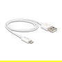 DeLOCK Cable USB de Datos y Carga para iPhone, iPad, iPod 1 m - Blanco, USB A Macho, USB 2.0, 3 A