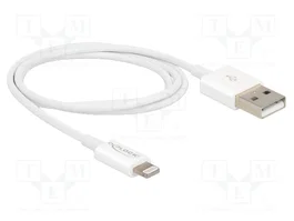 DeLOCK Cable USB de datos y carga para iPhone, iPad e iPod, 1 m, Blanco
