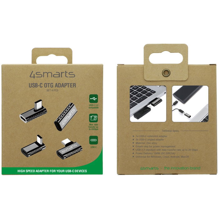 4smarts Set de 4 Adaptadores USB-C a USB-C 540464 Plata