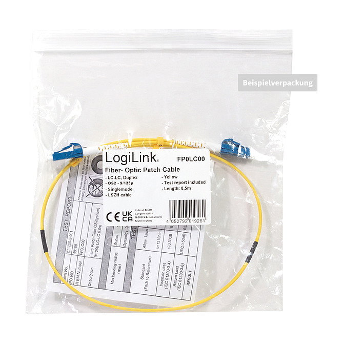 LogiLink Fiber Patch Cord OS2 LC-LC 50m 9/125µ Duplex