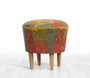 Atelier Del Sofa Puf Bohemio Patchwork Multicolor 42x42x42 cm con Patas de Madera