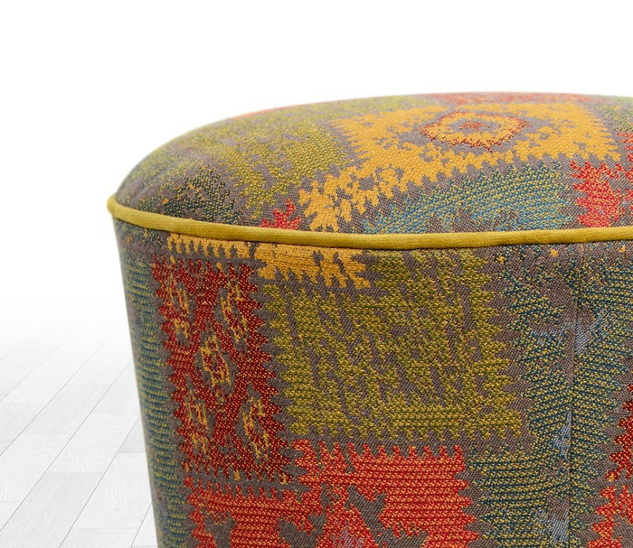 Atelier Del Sofa Puf Bohemio Patchwork Multicolor 42x42x42 cm con Patas de Madera