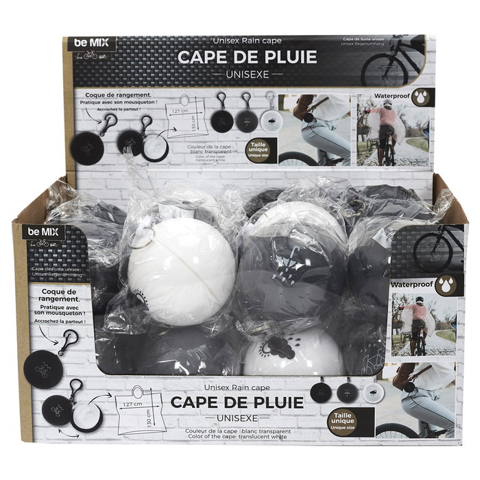 Be Mix Poncho Lluvia Unisex Blanco Transparente 127x130 cm Compactable