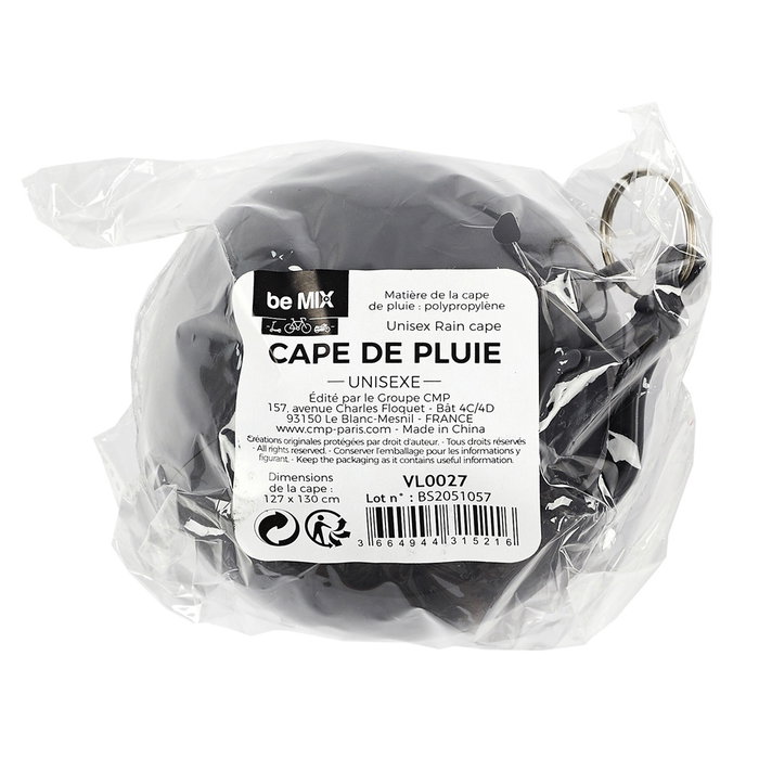 Be Mix Poncho Lluvia Unisex Blanco Transparente 127x130 cm Compactable