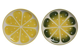 DKD Home Decor Surtido de Platos de Gres Limón FRUITS 24