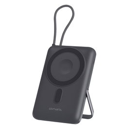 4smarts Enterprise Pocket Power Bank 10000mAh, Cargador Inalámbrico Qi2 22.5W con Carga Rápida Quick Charge 2.0 y Pantalla LCD, Color Gris