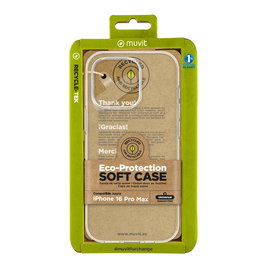 Muvit Funda Recycletek para Apple iPhone 16 - Fabricada con Materiales 100% Reciclados, Flexible y Protector