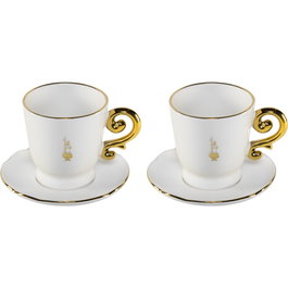 Bialetti Set de 2 Tazas de Cappuccino con Platos Pure Gold White / Gold