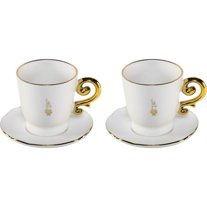 Bialetti Set de 2 Tazas de Cappuccino con Platos Pure Gold White / Gold Bialetti Set de 2 Tazas de Cappuccino con Platos Pure Gold White / Gold