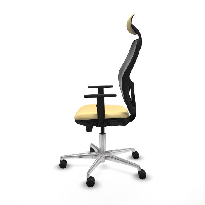 PIQUERAS Y CRESPO Silla de oficina Jorquera con mecanismo Sincro/Traslack, Similpiel Crema y Malla Negro