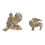 DKD Home Decor Figura de León en Resina, Surtido de 2 Unidades, Dorado