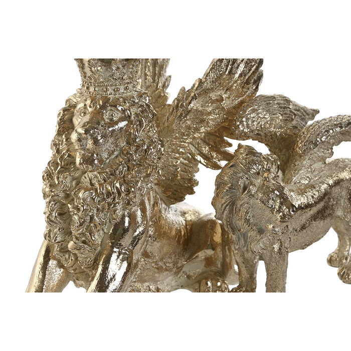 DKD Home Decor Figura de León en Resina, Surtido de 2 Unidades, Dorado