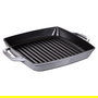 Staub Sartén Parrilla de Hierro Fundido Rectangular 28 cm, Apta para Inducción, Horno y Lavavajillas, Gris Grafito, 2.3L