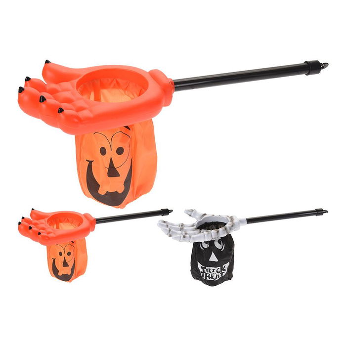 Trick Or Treat Garra con Bolsa para Recoger Caramelos Halloween, 55 cm, Modelos Esqueleto o Garra Naranja