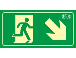 Syssa Señal de Salida Emergencia Derecha Bajando PVC Fotoluminiscente 320x160 mm