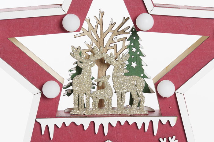 DKD Home Decor Decoracion Luminosa Navidad Tradicional Rojo Natural Madera Led Estrella 4 x 26 x 26 cm (4 Unidades) DKD Home Decor Decoracion Luminosa Navidad Tradicional Rojo Natural Madera Led Estrella 4 x 26 x 26 cm (4 Unidades)