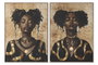 DKD Home Decor Cuadro de Lienzo Enmarcado Surtido de 2 Unidades Chica, Negro y Dorado
