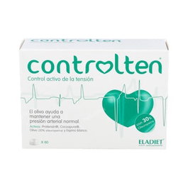 ELADIET Controlten 60 Comp. Complemento Alimenticio para Presión Arterial con Olivo, Cacao y Espino Blanco
