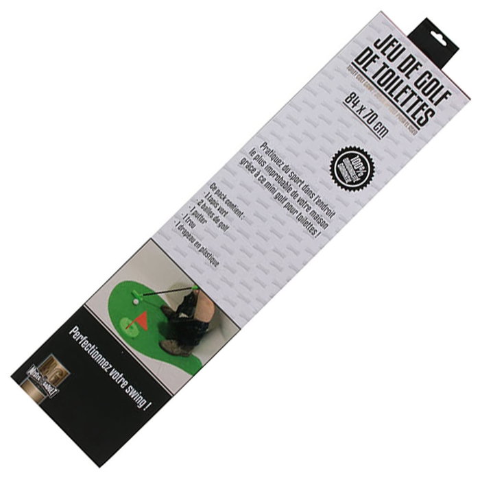 Mister Gadget Juego de Golf para Inodoro con Alfombra, Palo, Bolas y Bandera - 84x70 cm