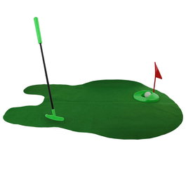 Mister Gadget Juego de Golf para Inodoro con Alfombra, Palo, Bolas y Bandera - 84x70 cm