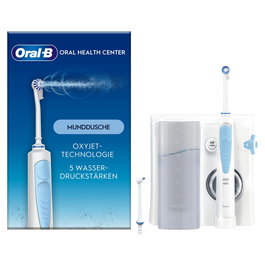 Oral-B Oxyjet JAS23 Munddusche con Bluetooth, Sensor de Presión Inteligente, Temporizador y Cargador - Blanco