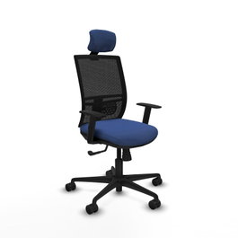 PIQUERAS Y CRESPO Silla de oficina Yunquera con mecanismo Sincro, Azul marino y Negro