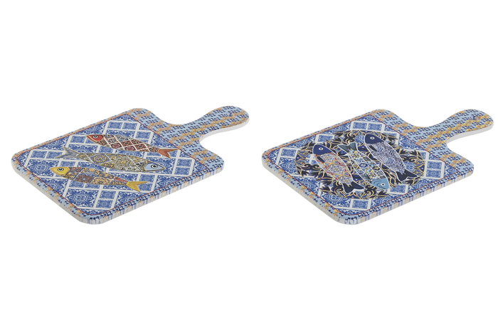 DKD Home Decor Salvamantel Atlantico Azul Naranja 25.5x1x15 cm (12 Unidades)