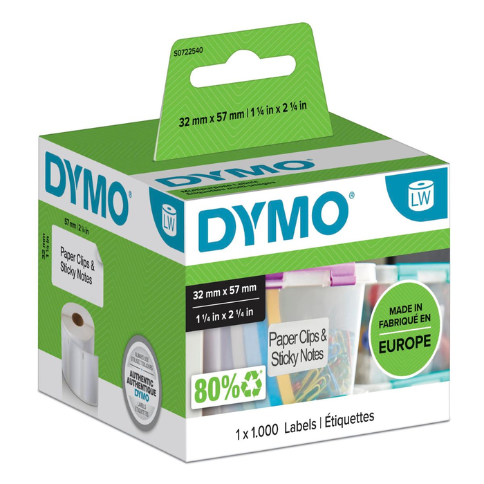 DYMO Etiquetas Multifunción 57x32mm, 1 Rollo de 1000 unidades DYMO Etiquetas Multifunción 57x32mm, 1 Rollo de 1000 unidades