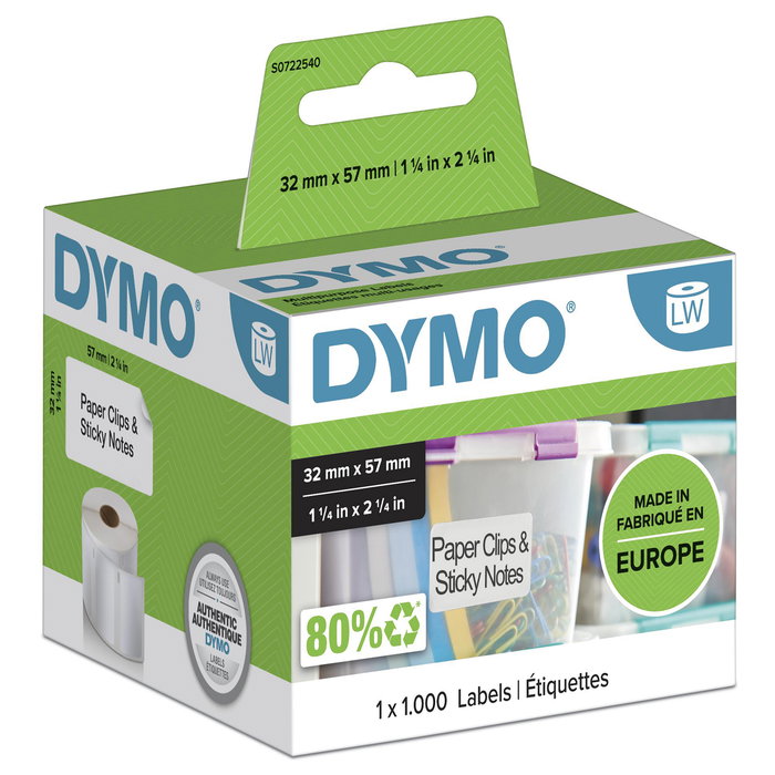 DYMO Etiquetas Multifunción 57x32mm, 1 Rollo de 1000 unidades DYMO Etiquetas Multifunción 57x32mm, 1 Rollo de 1000 unidades
