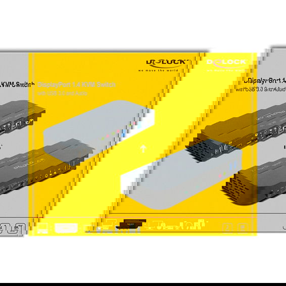 DELOCK Conmutador KVM DisplayPort 1.4 con USB 3.0 y Audio, Soporte 8K 30Hz