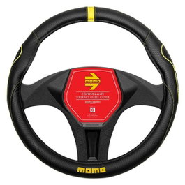Momo Funda para volante 014 Supergrip Black-Yellow PU S 36,5CM-37,9CM
