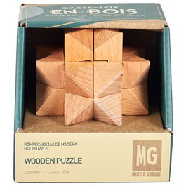 Mister Gadget Juego Puzzle De Madera Vintage Cubo Esfera Pirámide 3D Ejercita Tu Cerebro 8x8x8cm
