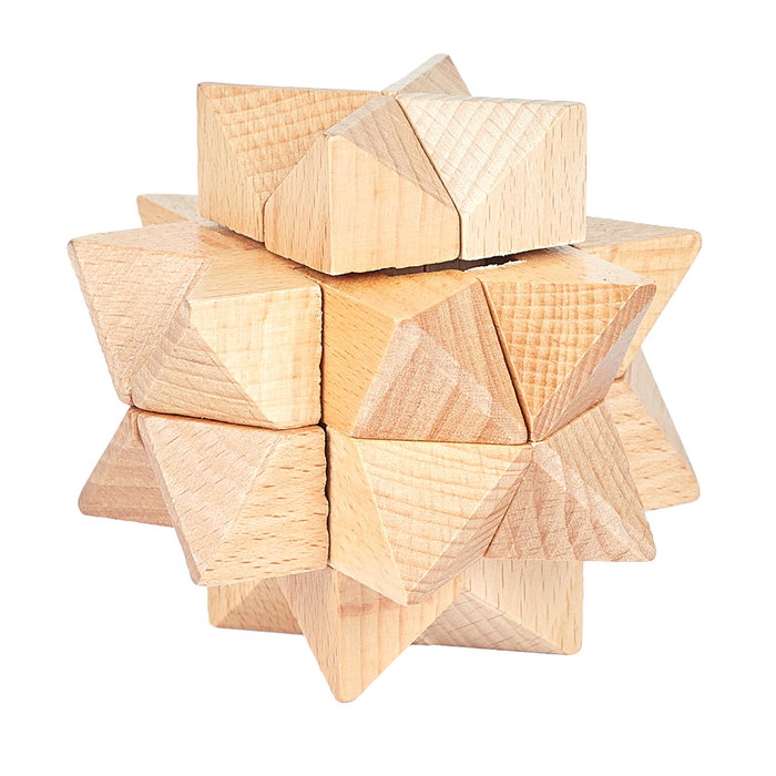 Mister Gadget Juego Puzzle De Madera Vintage Cubo Esfera Pirámide 3D Ejercita Tu Cerebro 8x8x8cm