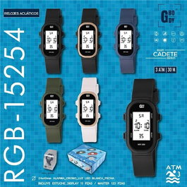 G&B TIME Reloj GBody LCD Rectangular con Luz LED Blanca y Estuche WR3 para Cadete