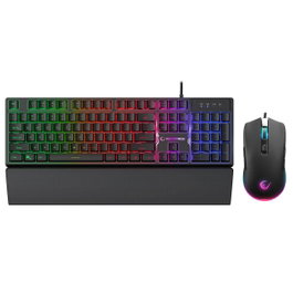 Rampage Fortuna Set de Teclado y Mouse Gaming con Alfombrilla Negro