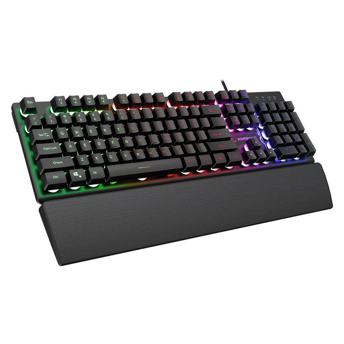 Rampage Fortuna Set de Teclado y Mouse Gaming con Alfombrilla Negro