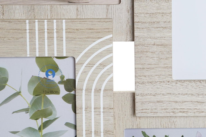 DKD Home Decor Marco Multifoto MDF y Cristal para 4 Fotos, Natural