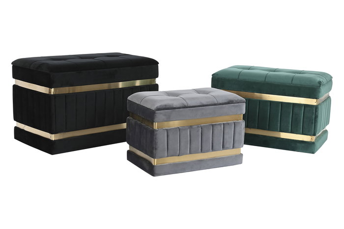 DKD Home Decor Descalzadora Negro Verde 70 x 43 x 40 cm Set de 3 DKD Home Decor Descalzadora Negro Verde 70 x 43 x 40 cm Set de 3
