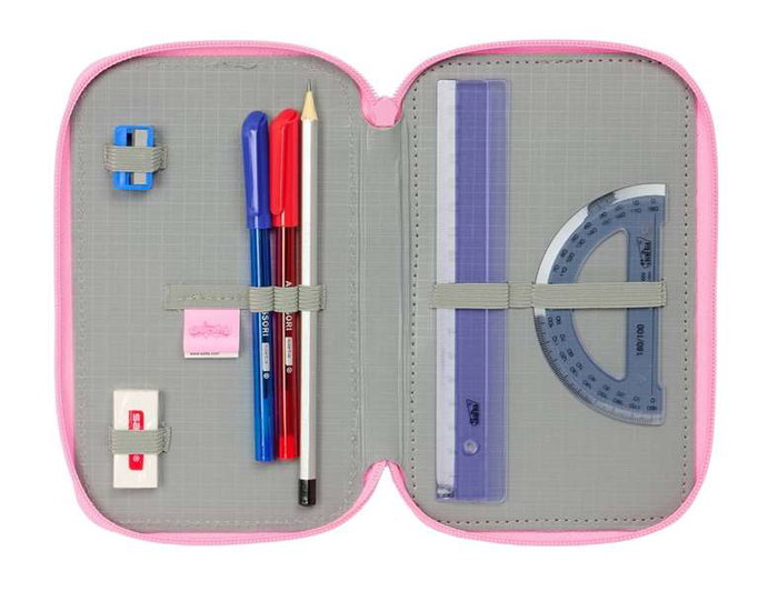 Plumier Triple SuperKitties Rosa Turquesa 12,5 x 19,5 x 5,5 cm 37 Piezas