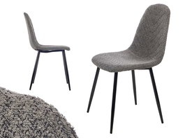 Giftdecor Silla Borreguito Gris Oscuro y Negra, Madera, Tela y Metal, 45 x 89 x 53 cm (Set de 4)