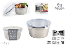 Inde Fiambre Santa Clara T, Horno y Fiambrera de Acero para Microondas y Horno, Capacidad 0.6L (600 ml), Dimensiones 13.2 x 12.9 x 7.6 cm (6 Unidades)