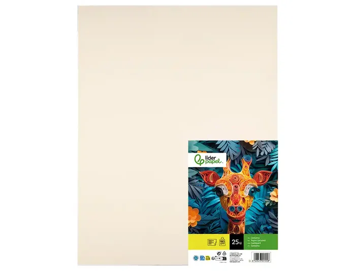 Liderpapel Cartulina Crema 50x65 cm 180g/m2 (25 hojas)