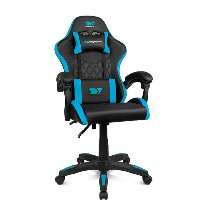 Drift Silla Gaming Dr35 Negra Azul Ergonómica Reclinable Cojines Reposabrazos Acolchados