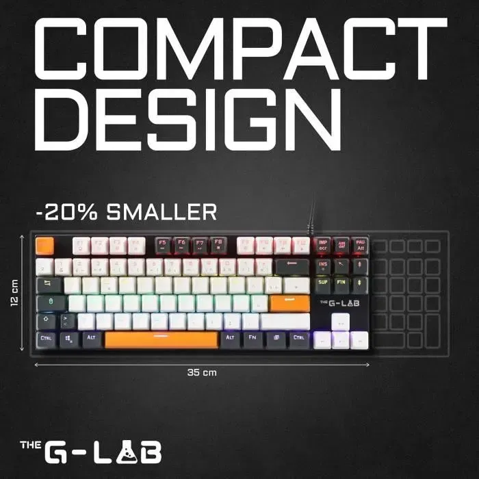 The G-Lab KEYZ-MERCURY-C/FR Teclado Gaming Mecánico TKL 3 Colores Blanco+Negro+Naranja FR The G-Lab KEYZ-MERCURY-C/FR Teclado Gaming Mecánico TKL 3 Colores Blanco+Negro+Naranja FR